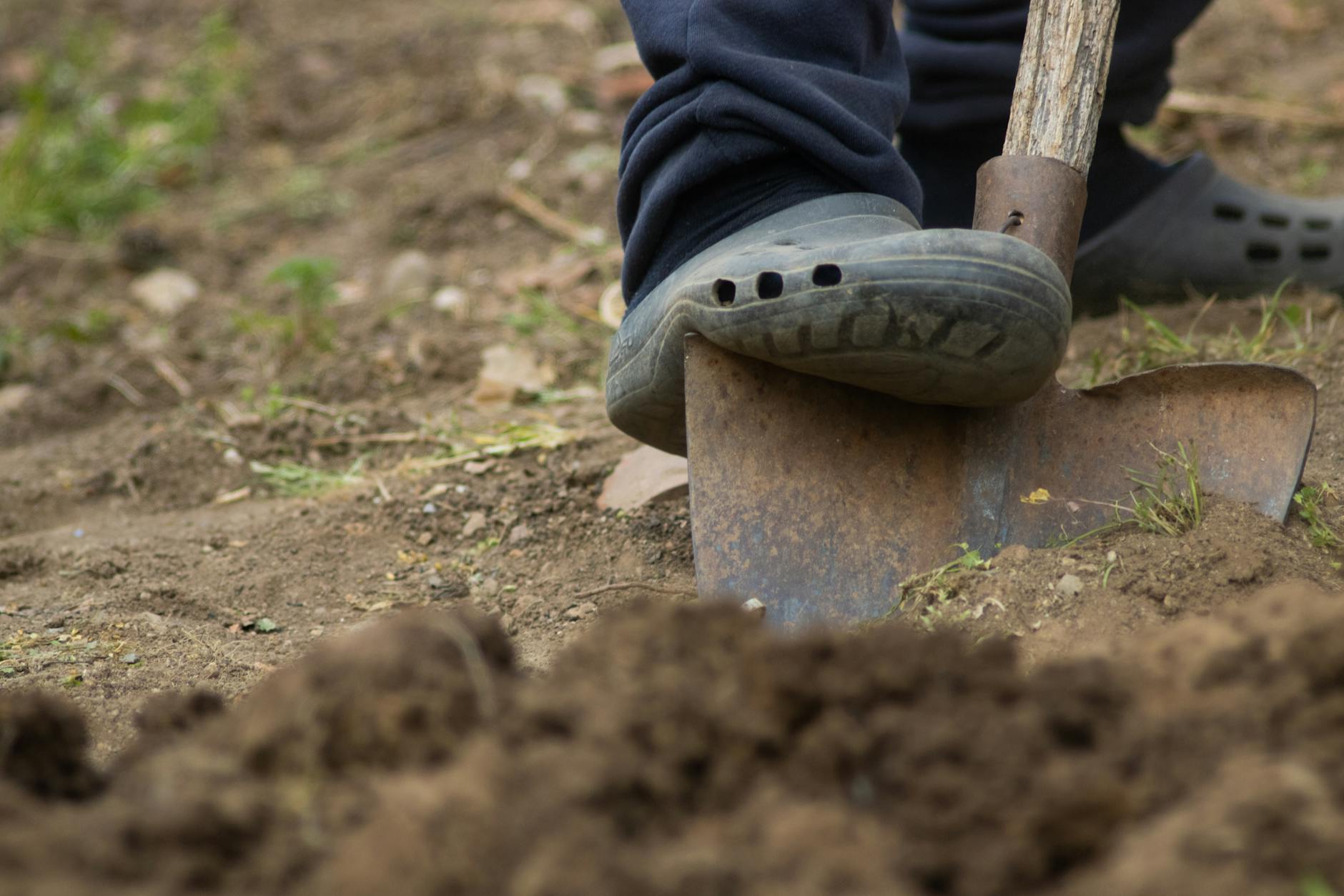 person digging soil